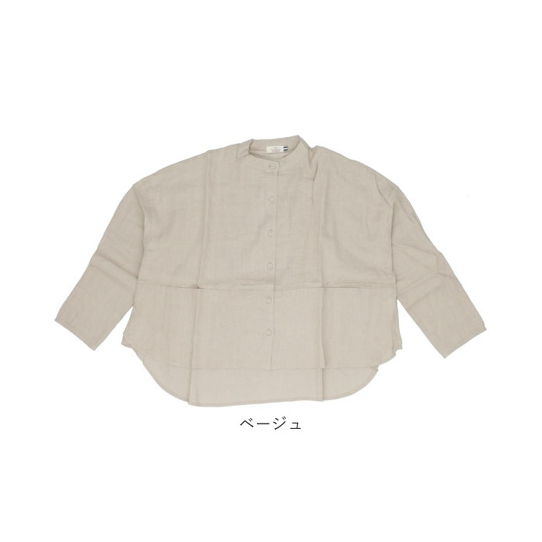 dgy ディージーワイ シャツ レディース 長袖 通販 ジャケット ブラウス 羽織り カーデ 肩落ち 体型カバー ゆったり 麻100% スタンドネック スタンドカラー リネンオックス スタンド衿 D*g*y デコカンパニー 無地 オフホワイト 【即日発送】Mサイズ