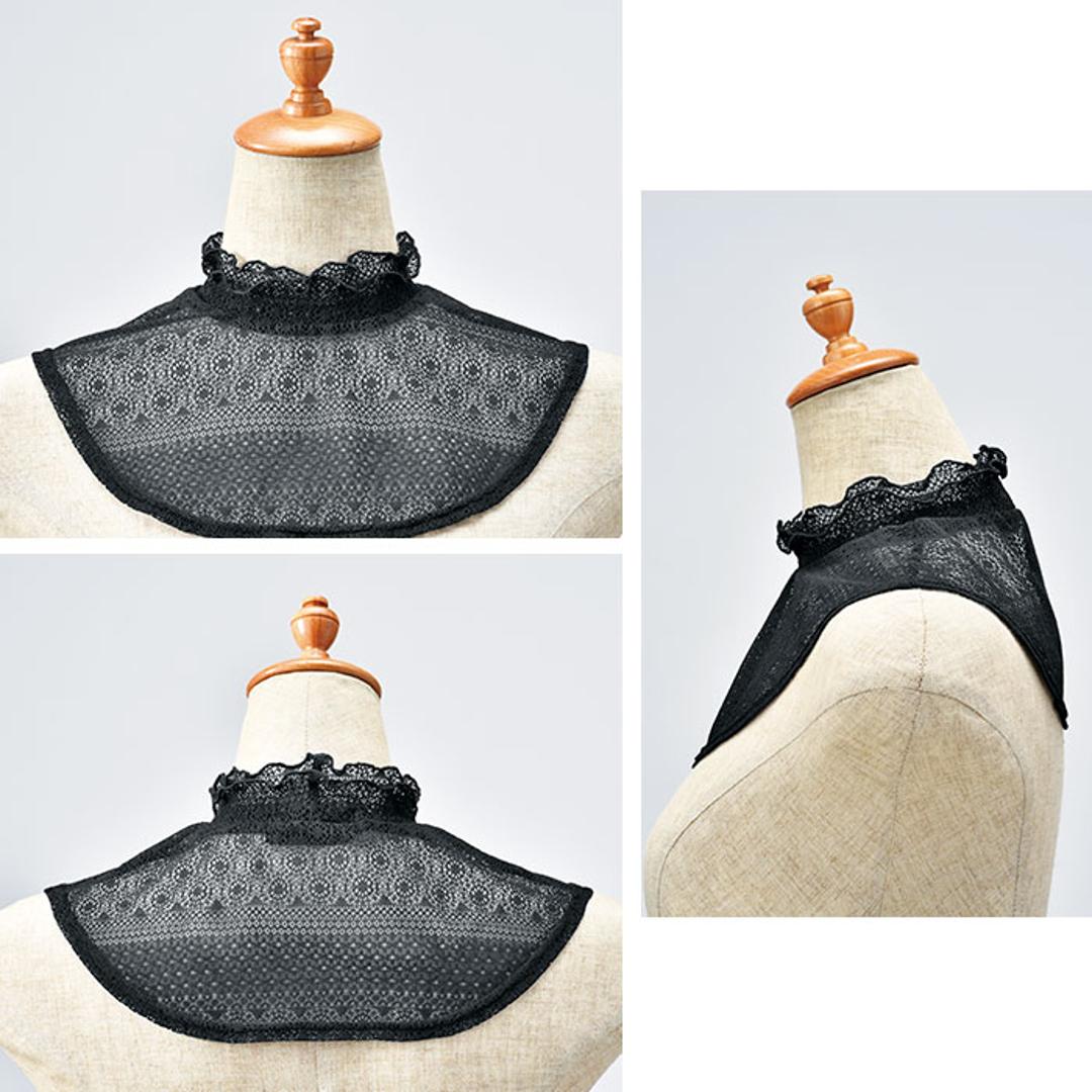 フォーマル ネックカバー 通販 ネック カバー つけ襟 レース 付け襟 ハイネック 付け襟レース つけえり 首元 春夏 首元カバー スタンドカラー ニット プルオーバー ワンピース 重ね着風 レイヤード 大人 可愛い かわいい おしゃれ レディース ブラック ・