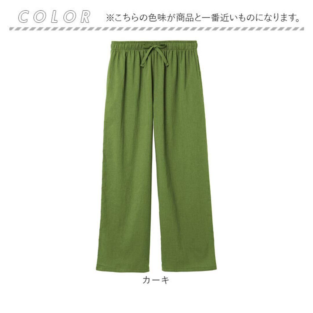 パンツ ガーゼ レディース 通販 レディースパンツ 動きやすい 夏 ズボン ボトムス セミワイドパンツ セミワイドパンツレディース ロングパンツ ウエストゴム 二重ガーゼ 薄手 涼しい 夏用 カジュアル シンプル 無地 ゆったり きれいめ おしゃれ 婦人服 春夏 カーキ Mサイズ