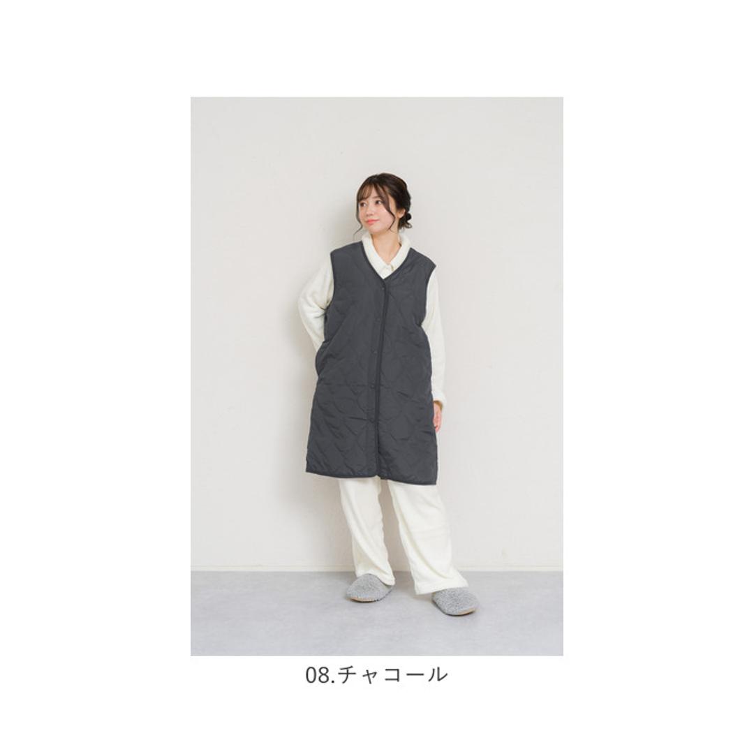 キルティングベスト レディース 通販 ジレ ロングジレ 前開き フロントボタン ノースリーブ おしゃれ ロングベスト ロング丈 撥水 はっ水 トップス かわいい カジュアル 暖かい 防寒 シンプル 無地 体型カバー きれいめ 秋冬 アウター 大人 オフィス 羽織 04.グレージュ ・