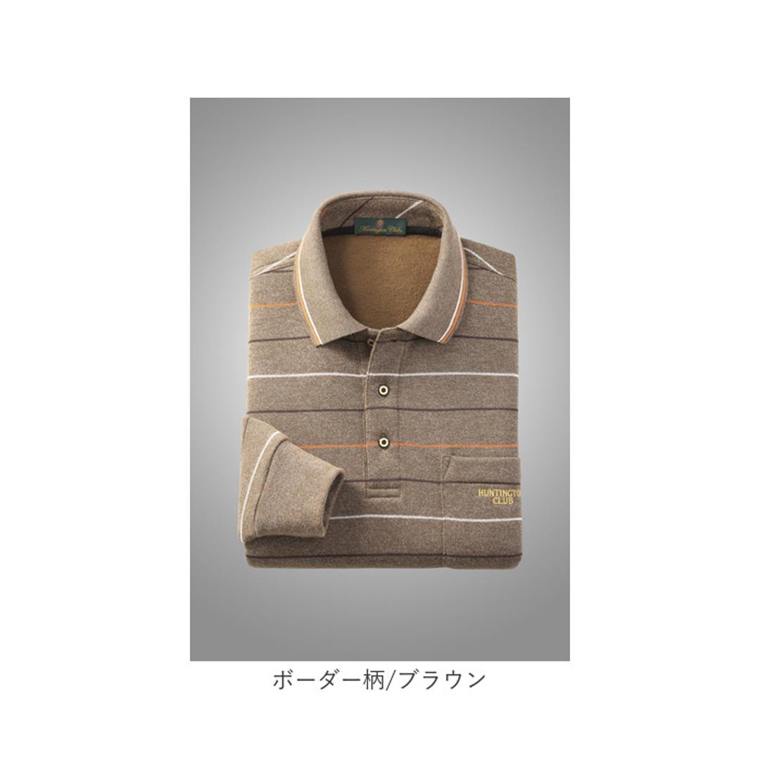 ポロシャツ 長袖 メンズ 通販 シャツ メンズシャツ トップス おしゃれ 長袖シャツ カジュアルシャツ カジュアル 長袖ポロシャツ ボーダーポロシャツ ボーダー HUNTINGTON CLUB ハンティントンクラブ 胸ポケット付き シニア 紳士 オシャレ ボーダー柄/チャコール Mサイズ