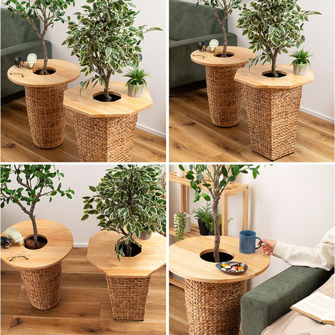 東谷 プランターテーブル 通販 プランターカバー サイドテーブル helppo 小物置き テーブル 机 植木鉢 天板 観葉植物 木製 天然木 おしゃれ ナチュラル プランター 鉢植え 蓋 ふた ウッド 北欧 ガーデニング あずまや インテリア 八角 ・