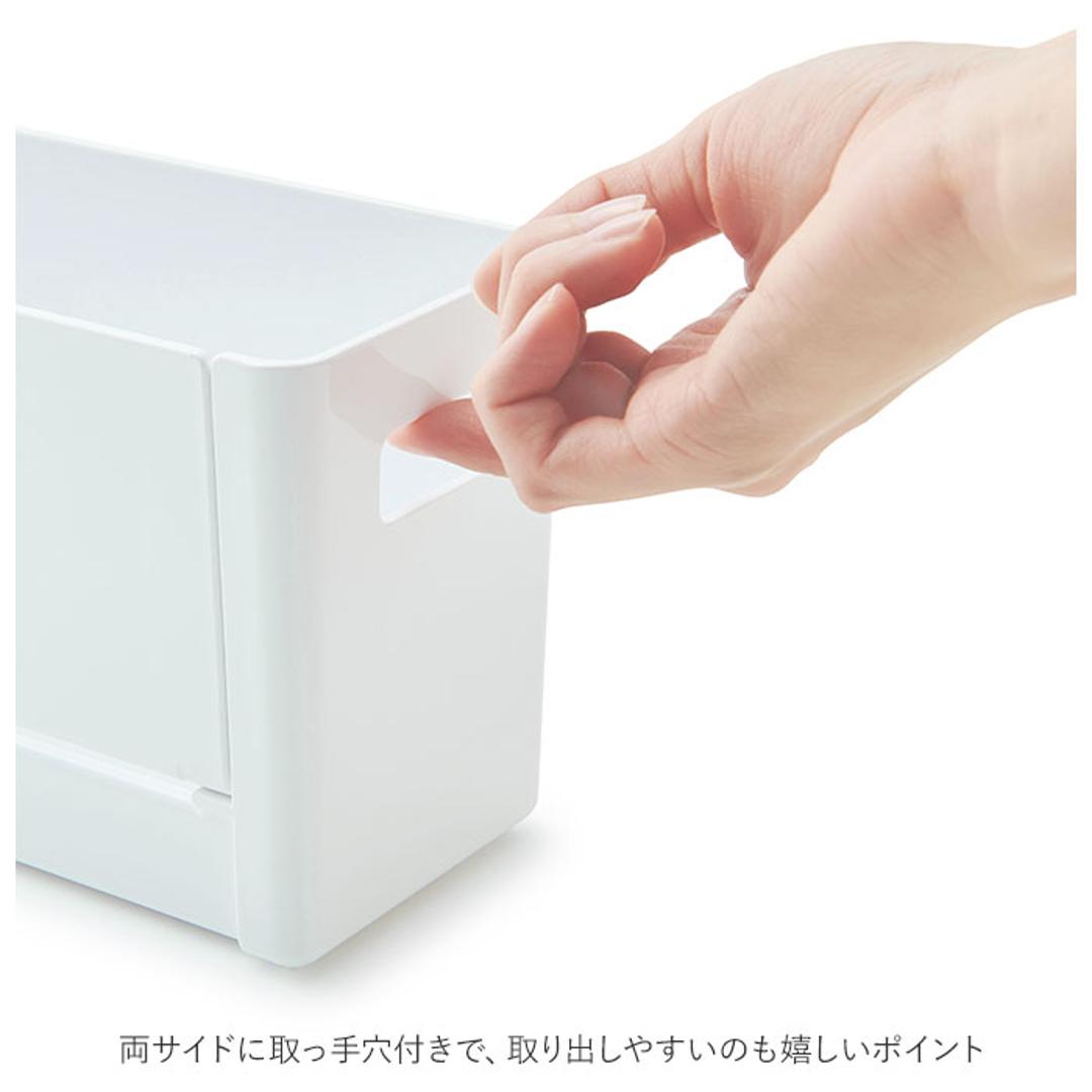 ボトルホルダー 通販 横型 ヨコ型 ボトル ホルダー スパイスケース 水切り 持ち手付き マグネット付き 開閉トレイ 開閉式トレー 収納 すっきり 水筒 ランドリー用品 ラップ 保存用袋 キッチン小物 ホワイト ・