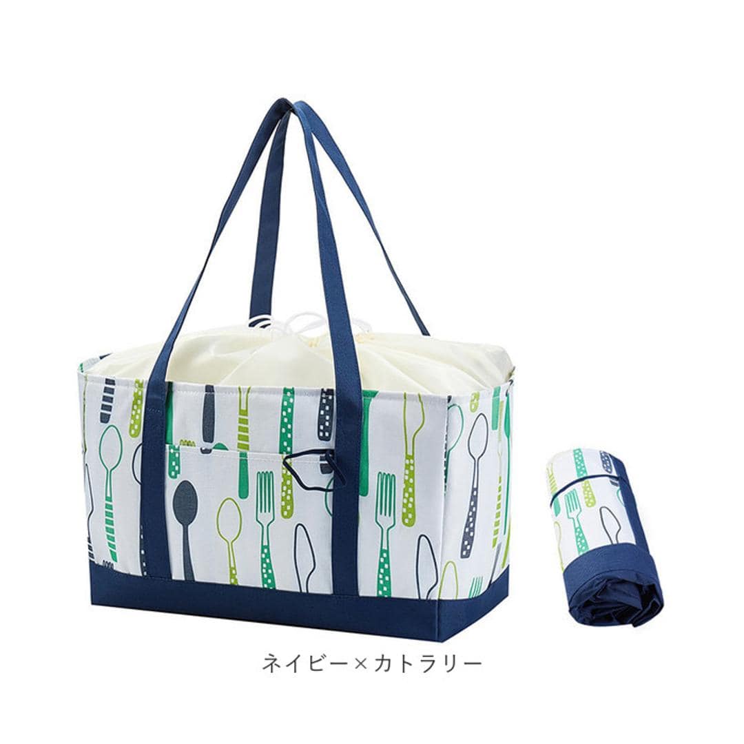 エコバッグ エコバック 大容量 保冷 保温 通販 ショッピングバッグ ショッピングバック トートバッグ レジバッグ レジバック クーラーバッグ カゴ トート マチ広 折りたたみ 折り畳み 保冷保温 コンパクト レジャー ピクニック アウトドア オシャレ おしゃれ レッド×カトラリー ・