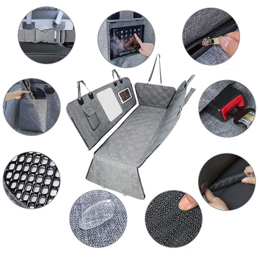 ペット ドライブシート 車用 後部座席 通販 カーシート シート カーシートカバー ペットシートカバー ドライブベッド ペット用ドライブシート 後部座席用 汚れ防止 キズ防止 取付簡単 お手入れ簡単 メッシュ窓 犬 いぬ 車内 車 カー用品 カーアクセサリー グレー ・