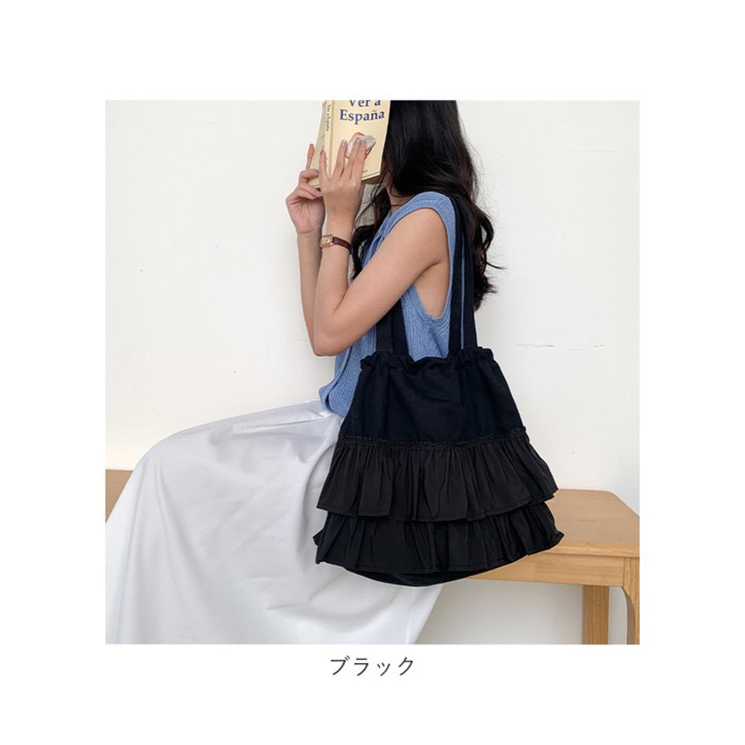 トートバッグ レディース 軽量 通販 肩掛けトートバッグ おしゃれ トートバック 肩掛けバッグ キャンバストートバッグ A4 肩掛けカバン 肩掛け鞄 マザーズバッグ フリル 大きめ 大容量 ママバッグ オシャレ レディースバッグ 通勤 通学 かわいい 可愛い ホワイト ・