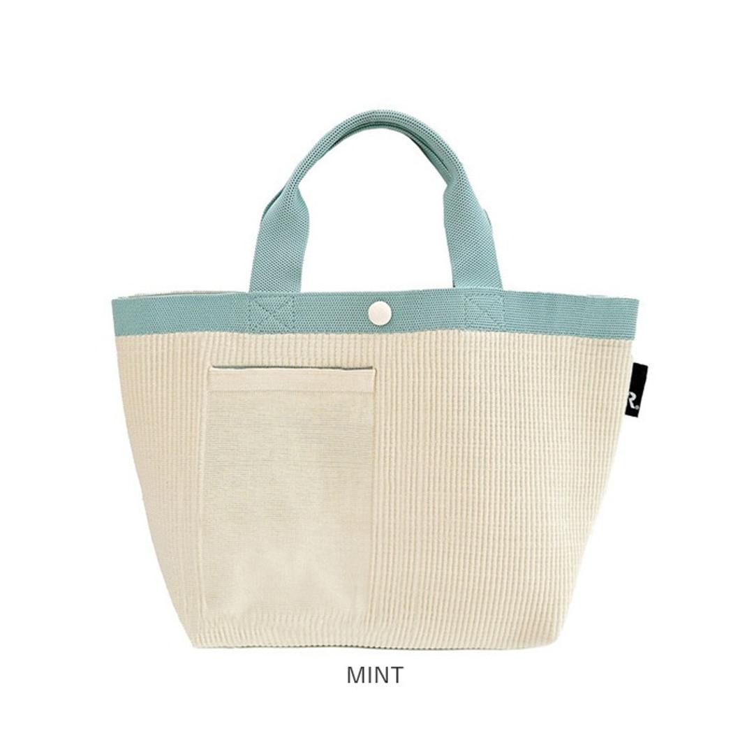 ルートート トートバッグ ROOTOTE 1035 通販 トートバック 小さめ レディース 通学 通勤 手提げバッグ 手提げ袋 手提げかばん 手提げカバン 手提げ鞄 おしゃれ シンプル 無地 配色 ニット 大人 かわいい 自立 R-full DELI デリ BLACK ・