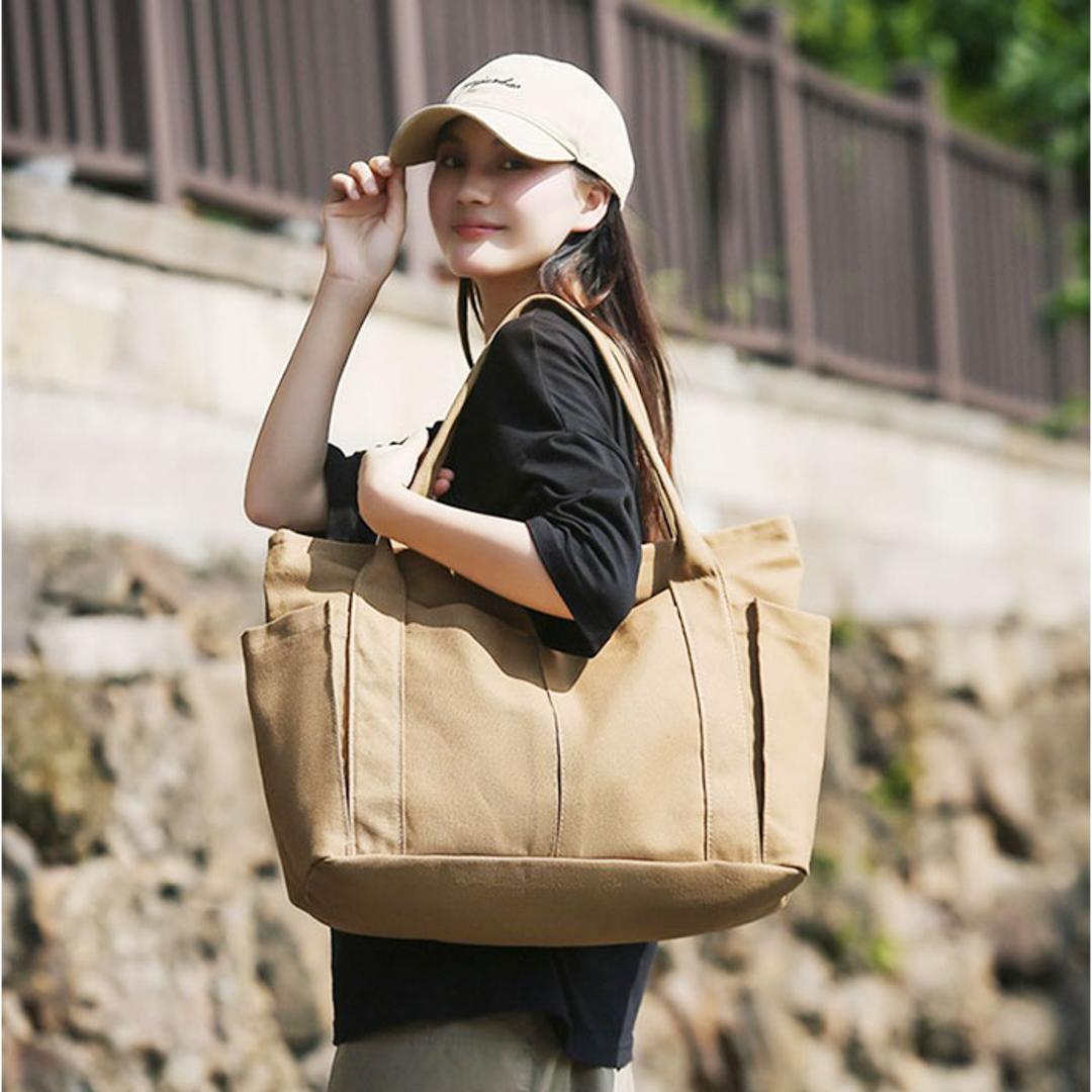 【最短即日発送】【送料無料】トートバッグ レディース A4 通販 トート マザーズバッグ バッグ かばん トートバック 鞄 バック 大容量 キャンバス 無地 大きめ 大人 学生 通勤 通学 ビジネス マイバッグ ポケット マチあり シンプル カジュアル おしゃれ オシャレ かわいい アイボリー ・