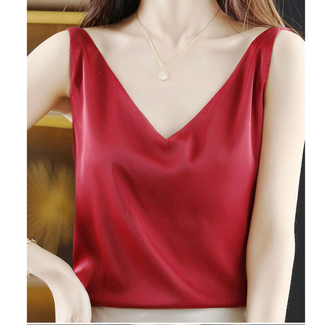 キャミソール カップなし 通販 キャミタンク サテンキャミ さらさら レディース トップス インナー 大人 かわいい きれいめ 上品 シンプル 無地 オフィスカジュアル おしゃれ 可愛い 女性 top-099 ダイヤモンドハーツ Diamond Hearts ホワイト Mサイズ