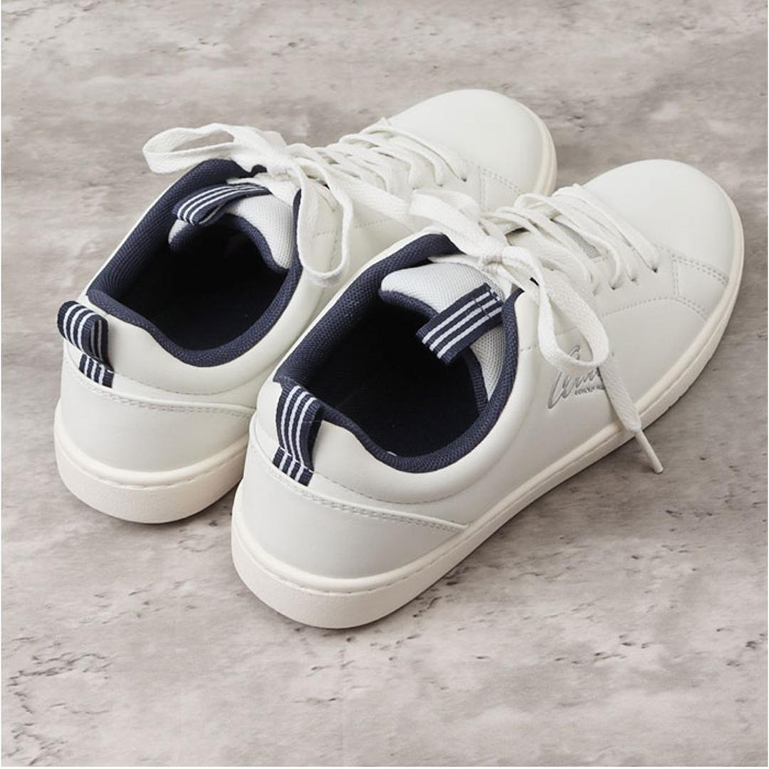 アーニーアーノルドパーマー スニーカー AN0603 通販 コートスニーカー コートシューズ シューズ ひも靴 紐靴 運動靴 ランニングシューズ ウォーキングシューズ カジュアルシューズ ローカット Arnie Arnold Palmer フラット ひも 紐 通学 ホワイト/ネイビー 【即日発送】23cm