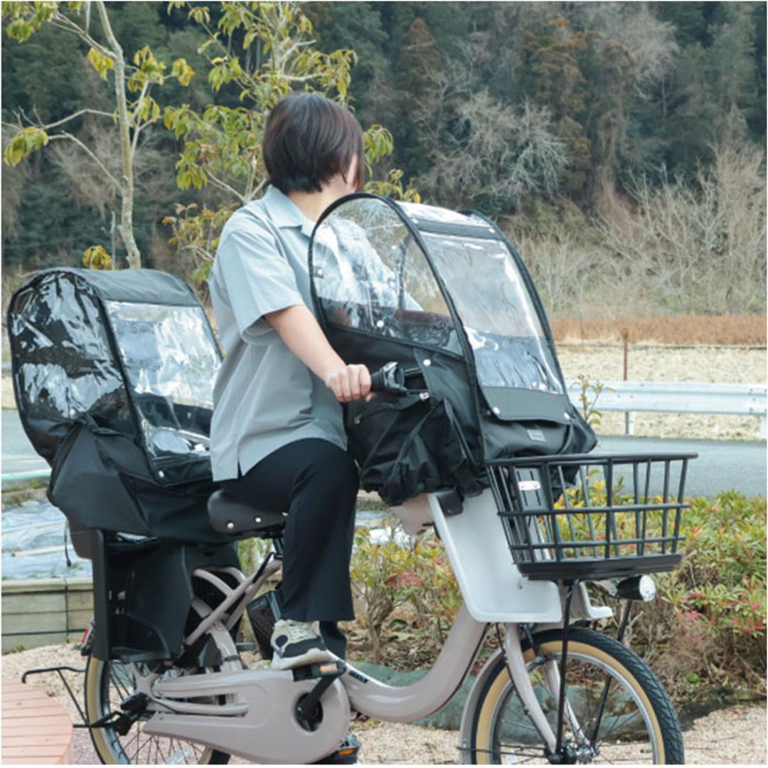 自転車 レインカバー 子供乗せ 前 通販 チャイルドシートカバー 前乗せ カバー 雨カバー 雨よけ 雨除け チャイルドシート フロント用 保育園 幼稚園 送り迎え 送迎 雨の日 MARUTO マルト D-5FA-BB02 サイクリング 自転車用アクセサリー ブラック ・