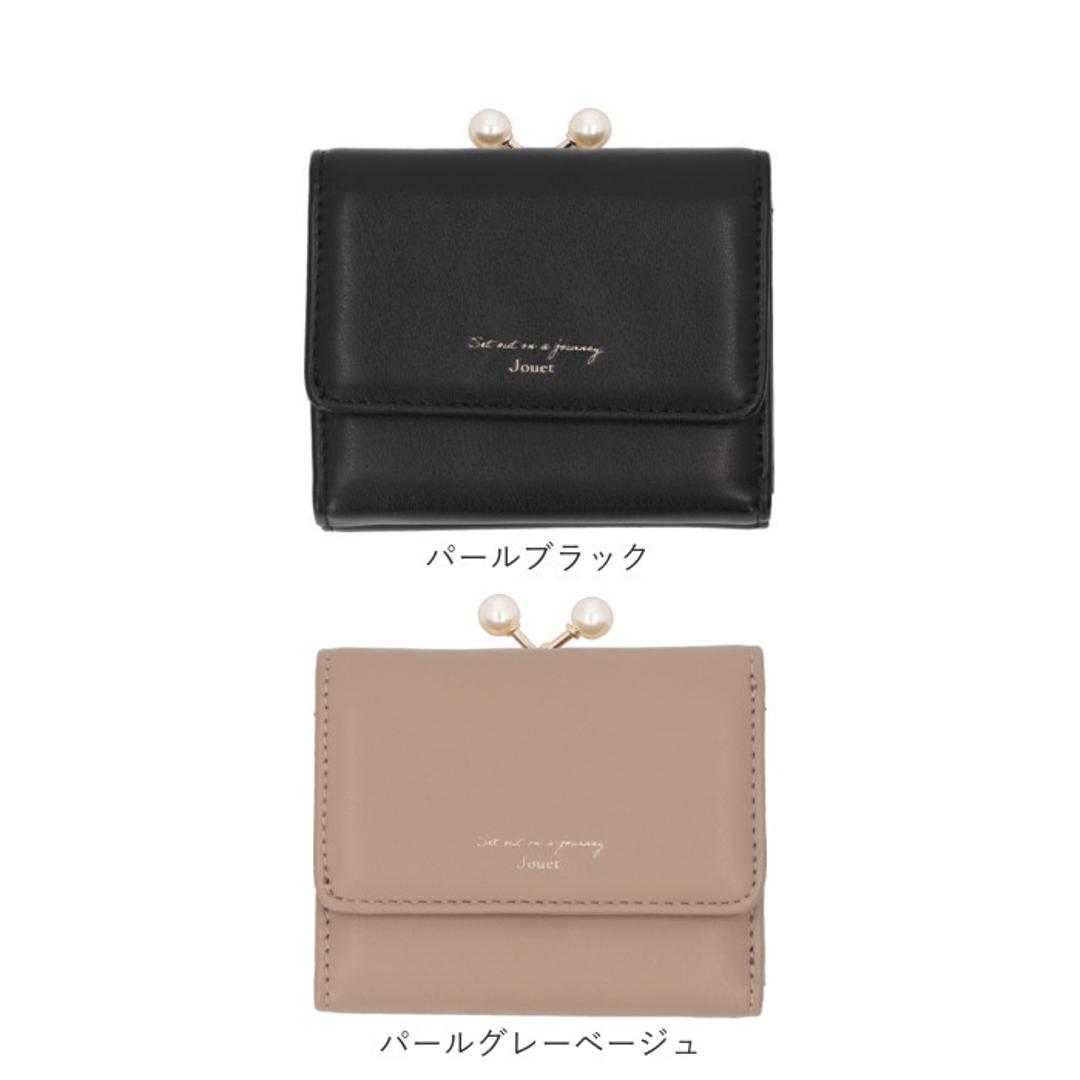 がま口財布 通販 JOUET ジョエット 財布 さいふ 合成皮革 ミニ財布 小銭入れ カード入れ コンパクト 小さい財布 ミニウォレット 女性 レディース おしゃれ かわいい シンプル お札入れ 折りたたみ財布 ギフト 贈り物 リボンブラック ・