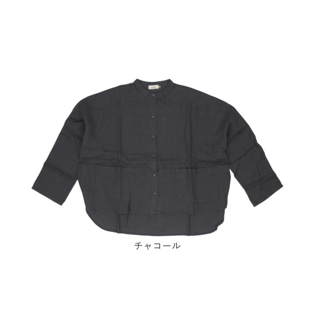 dgy ディージーワイ シャツ レディース 長袖 通販 ジャケット ブラウス 羽織り カーデ 肩落ち 体型カバー ゆったり 麻100% スタンドネック スタンドカラー リネンオックス スタンド衿 D*g*y デコカンパニー 無地 オフホワイト 【即日発送】Mサイズ