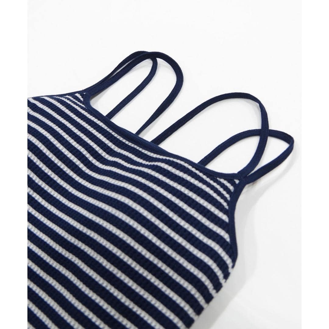 JEMORGAN サーマル レディース 通販 ジェーイーモーガン JE793-29S ボーダーブラキャミソール キャミソール ブラキャミソール キャミ ブラキャミ ワッフル インナー トップス 細ボーダー パック入り おしゃれ シンプル レディースファッション ナチュラル×杢チャコール(05) ・