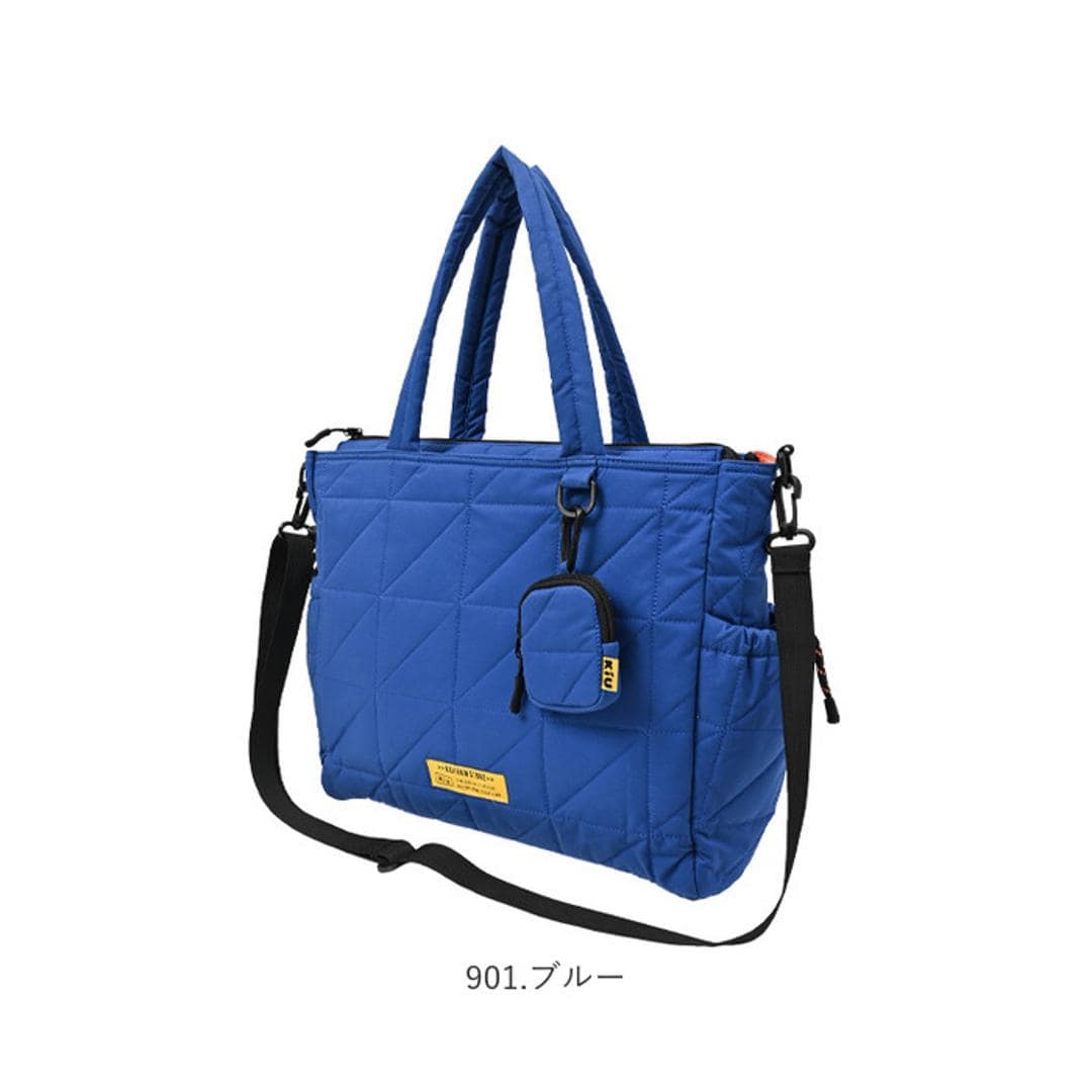 KiU トートバッグ キウ k477 通販 トートバック 斜めがけバッグ ショルダーバッグ マザーズバッグ レディース メンズ 大きめ A4 大容量 通勤 通学 撥水 軽量 軽い ファスナー付き 肩掛け キルティング おしゃれ 秋冬 シンプル 男女兼用バッグ 901.ブルー ・