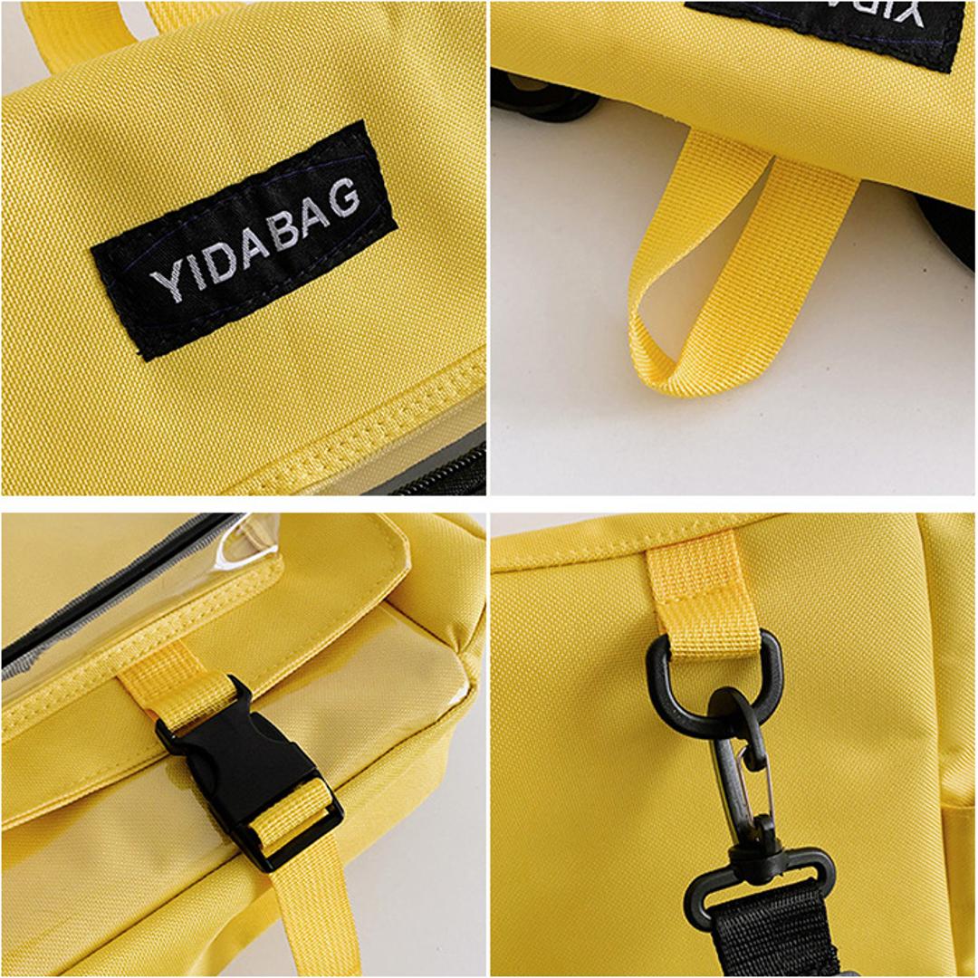 痛バッグ リュック 4way 通販 痛バ 推し活用バッグ トートバッグ ショルダー 斜めがけ 推し活 おしゃれ かわいい バッグ バック カバン 鞄 A4 大容量 透明ポケット クリア ぬいぐるみ 缶バッチ デコ 推し オタク 通学 お出かけ カジュアル ブラック ・