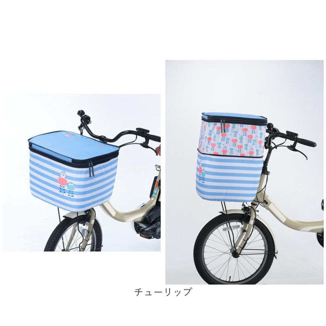 自転車 カゴカバー おしゃれ 通販 かごカバー 自転車カゴカバー 自転車かごカバー 前カゴカバー バスケットカバー かご カゴ カバー 2段式 かわいい オリンパス カナヘイ ピスケとうさぎ サイクリング 自転車用アクセサリー スポーツ 花畑 ・