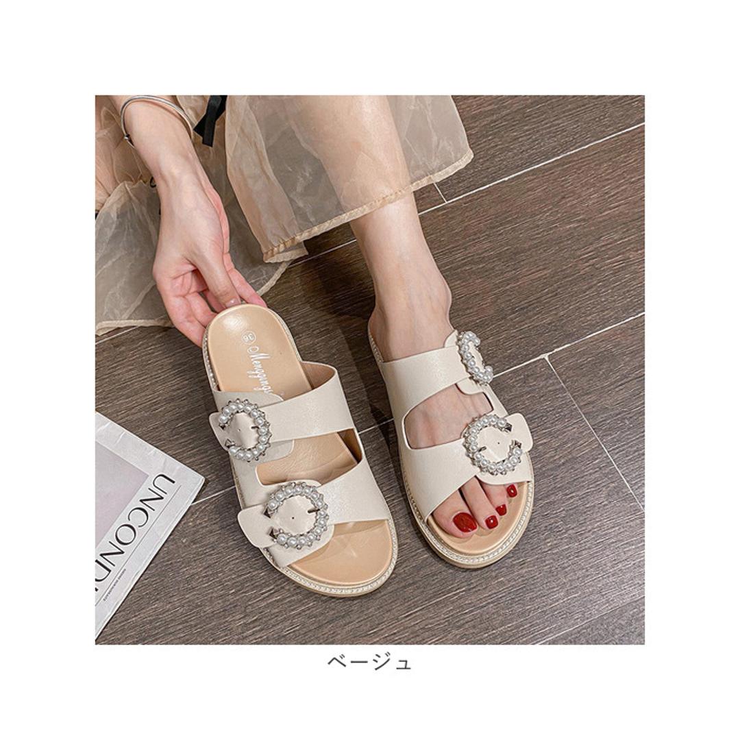 サンダル レディース かわいい 通販 フラットサンダル コンフォートサンダル スリッパ ルームシューズ 室内履き つっかけ ぺたんこ おしゃれ 靴 くつ クツ ビジュー キラキラ シューズ オフィスサンダル きれいめ カジュアル 大人 可愛い 婦人靴 オシャレ ブラック 【即日発送】35(22.5cm)
