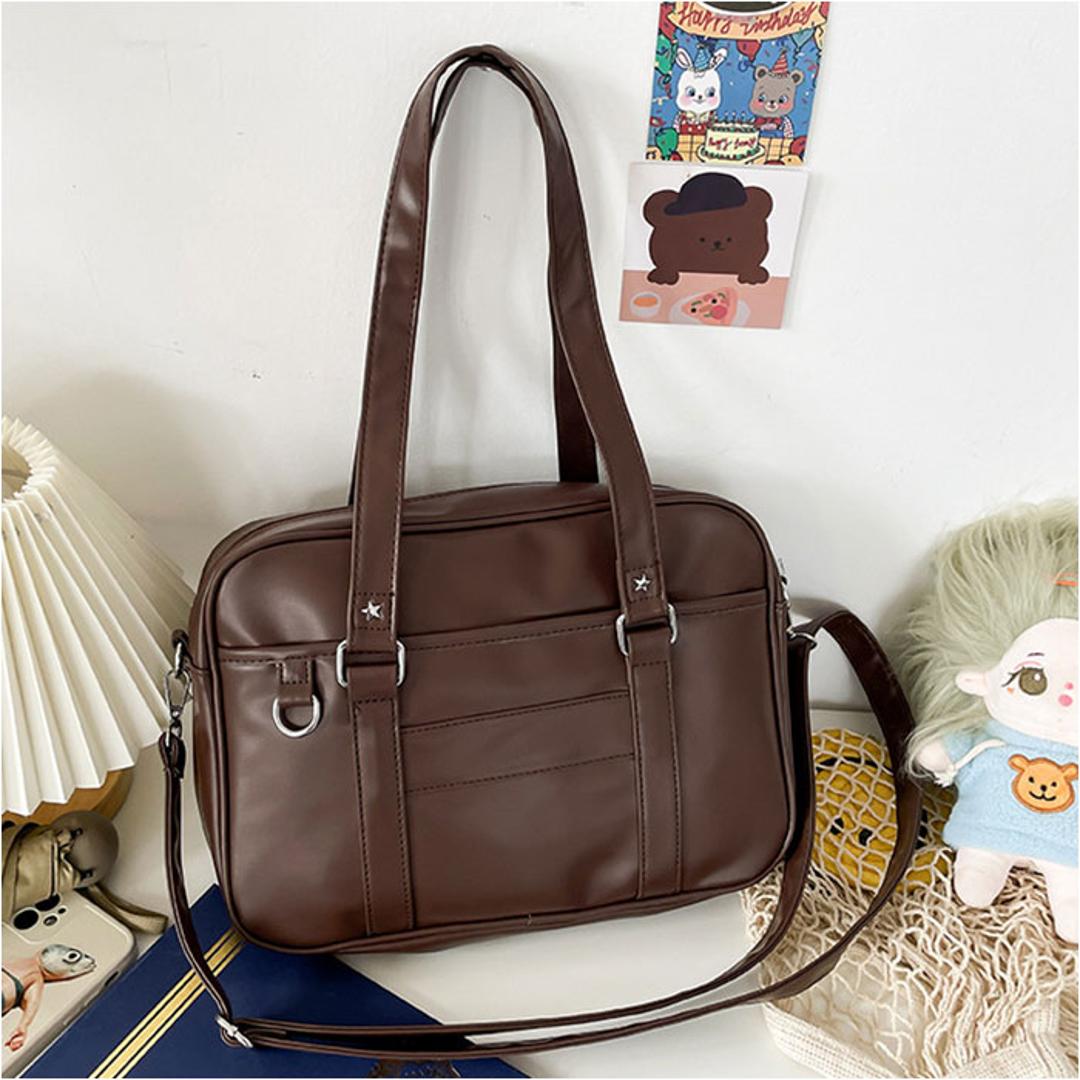 スクールバッグ 高校生 ショルダー 大容量 通販 スクールボストン スクールバック 学生鞄 肩掛け ショルダーバッグ ボストンバッグ ボストンバック ボストン バッグ 鞄 かばん 自立 軽量 軽い 底板 合皮 PU 女子高生 女子 通学 学生 中学生 ブラック ・