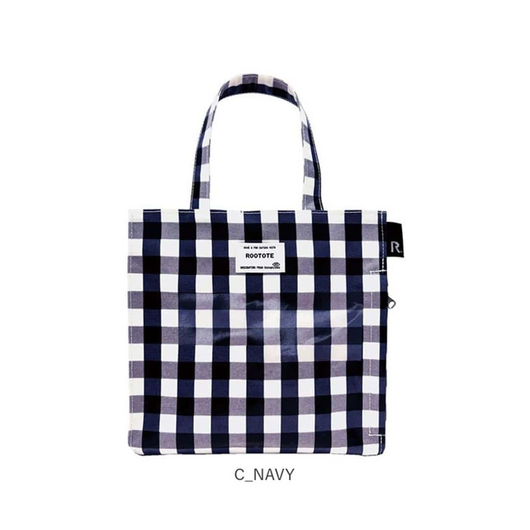 ルートート トートバッグ ラミネート ROOTOTE 1029 通販 トートバック トート バッグ 小さめ レディース 通学 通勤 ランチバッグ ランチトート 手提げバッグ 手提げかばん かわいい おしゃれ チェック ギンガムチェック SQUARE スクエア C_GREEN ・