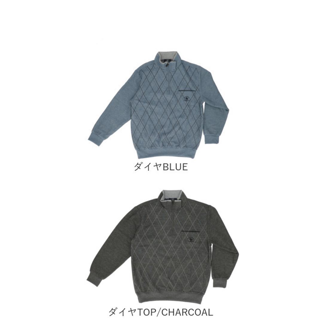 サンタバーバラ トレーナー 6547 通販 プルオーバー メンズ ブランド SANTA BARBARA POLO & RACQUET CLUB 裏起毛 ハーフジップ ゴルフウェア ハイネック スタンドネック おしゃれ シニア ゴルフ 男性 紳士 トップス ボーダーTOP/GREY Mサイズ