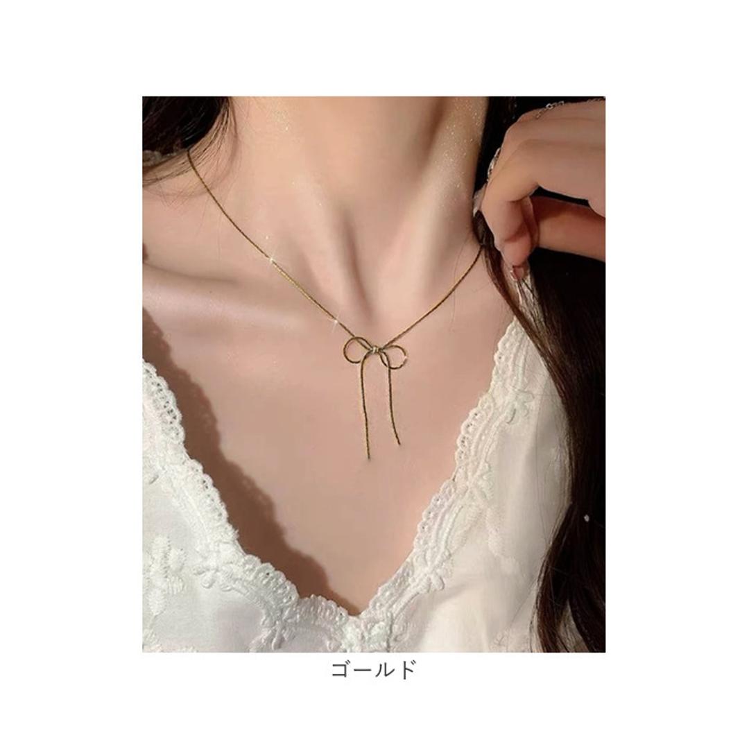 ネックレス レディース シンプル 通販 ダイヤモンドハーツ nec-0350 Diamond Hearts アクセサリー リボン 女性 細い 首輪 おしゃれ かわいい 大人 上品 ギフト プレゼント ブランド 彼女 中学生 高校生 大学生 10代 20代 30代 シルバー ・