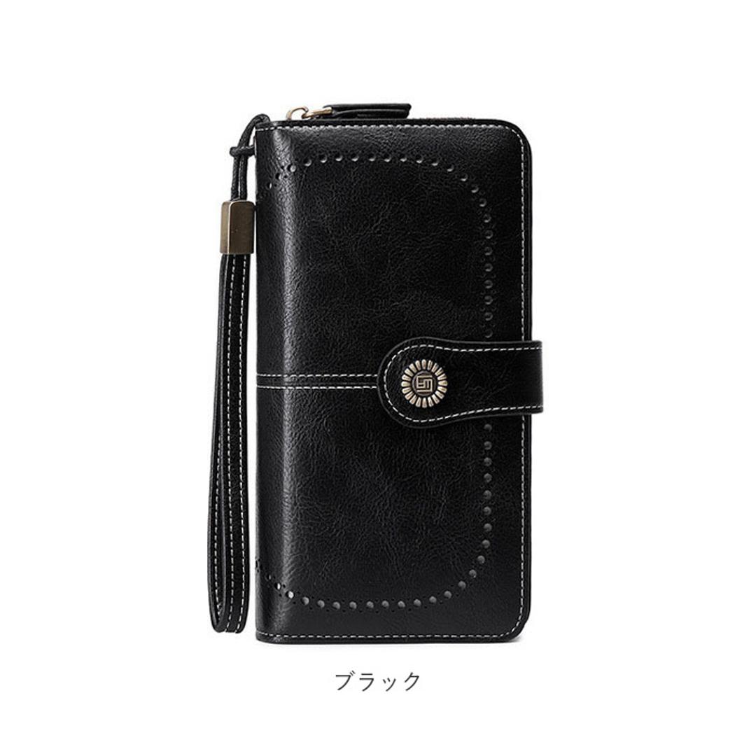 スキミング防止 長財布 レディース 通販 スキミング 防止 財布 長サイフ なが財布 大容量 カードケース カードがたくさん入る カード入れ 多い おしゃれ シンプル ラウンドファスナー RFID 磁気防止 便利 ストラップ スマホ 入る レディース財布 ワインレッド ・