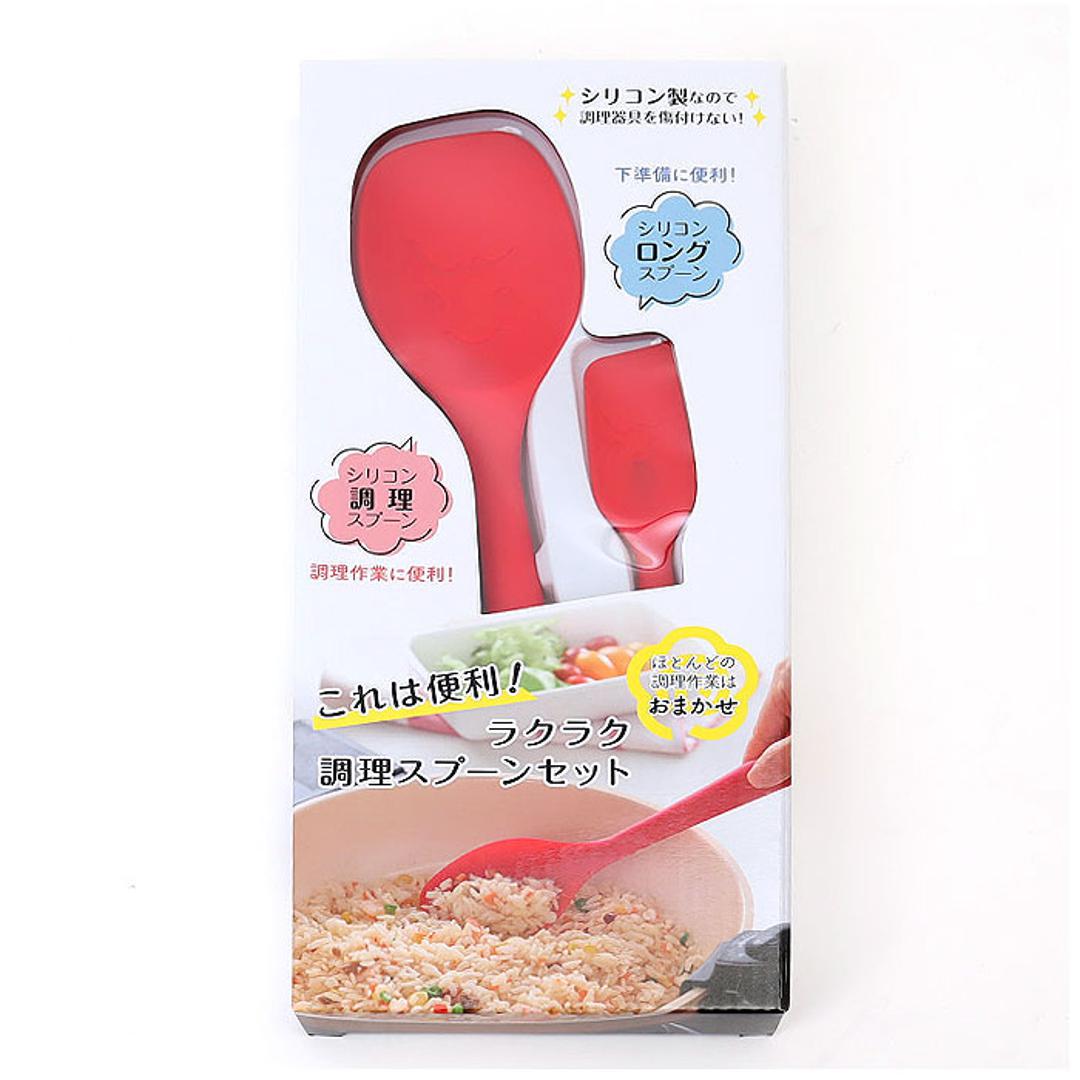 シリコンスプーン 料理 通販 これは便利 ラクラク調理スプーンセット クッキングスプーン フライ返し 調理スプーン スプーン 大 ビッグスプーン 取り分けスプーン サービングスプーン お玉 おたま さじ 匙 キッチンツール 調理器具 キッチン用品 台所用品 レッド ・