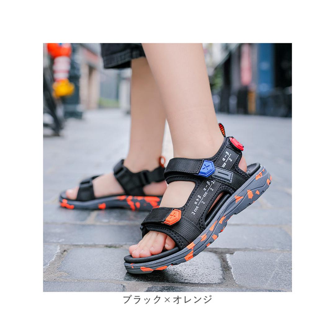 キッズ サンダル 男の子 通販 スポーツサンダル キッズサンダル シューズ 靴 くつ クツ スポサン 履きやすい おしゃれ 子供 子ども こども 子供用 男子 男児 子供靴 子供くつ ボーイズ 小学生 アウトドア 川遊び 水遊び 歩きやすい 夏 サマー ブラック×ブルー 【即日発送】28(17.5cm)