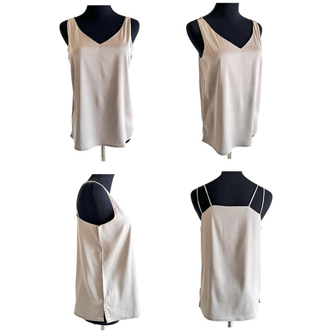 キャミソール カップなし 通販 キャミタンク サテンキャミ さらさら レディース トップス インナー 大人 かわいい きれいめ 上品 シンプル 無地 オフィスカジュアル おしゃれ 可愛い 女性 top-099 ダイヤモンドハーツ Diamond Hearts ホワイト Mサイズ