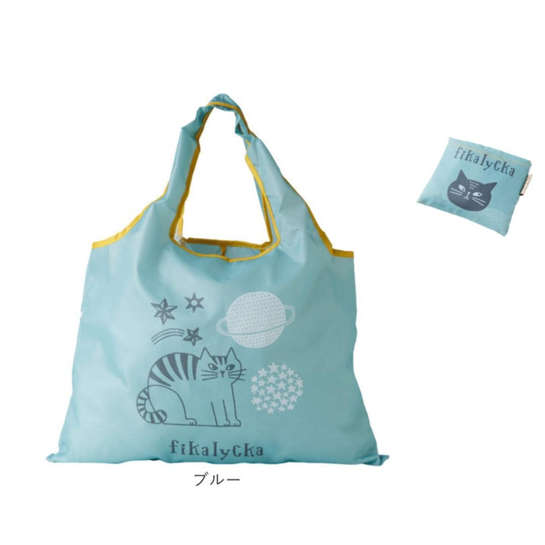 fikalycka エコバッグ フィーカリュッカ 通販 エコバック マイバッグ マイバック レディース 折りたたみ かわいい 2way マチ広 マチ付き コンパクト 可愛い おしゃれ 猫グッズ ネコ ねこ グッツ fika lycka 男女兼用バッグ フルーツグレー ・
