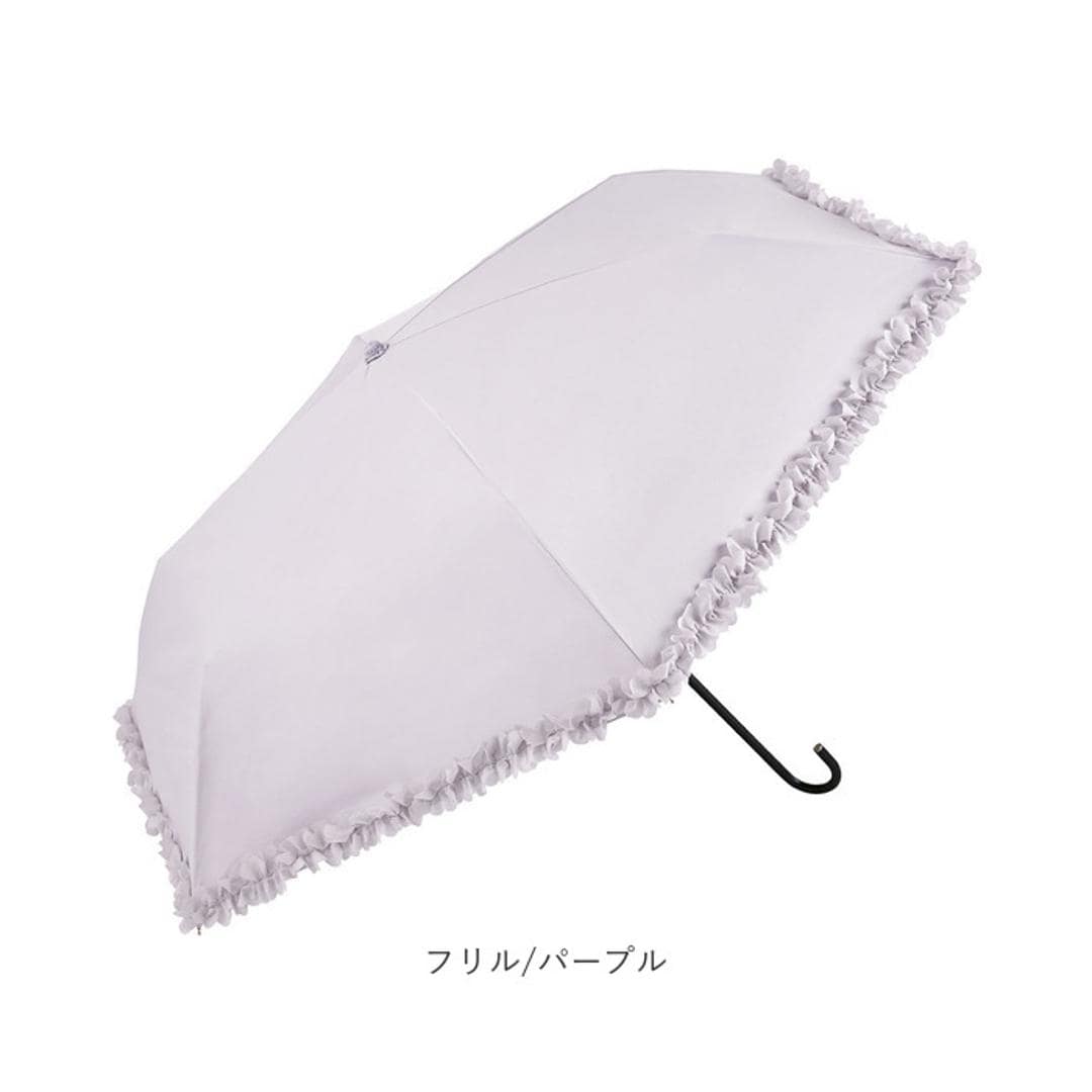 because 折りたたみ傘 晴雨兼用 ビコーズ B-095657 通販 日傘 折りたたみ 晴雨兼用傘 折り畳み傘 折りたたみ日傘 折り畳み日傘 完全遮光 UVカット 100% レディース 小さめ 50cm おしゃれ コンパクト フリル ポーチ付き 遮熱 フリル/ブラック ・