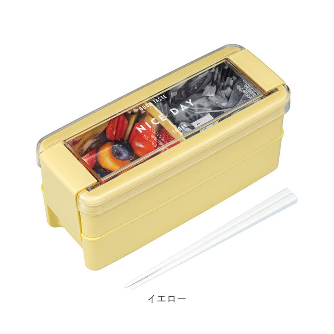 お弁当箱 2段 女性用 通販 ランチボックス 二段弁当箱 弁当箱 お箸付き おべんとうばこ パッキン一体型 食洗機対応 透明ふた レンジ対応 仕切り付き レジャー アウトドア 680ml シンプル おしゃれ 大人 女子 レディース 学生 ブラック ・