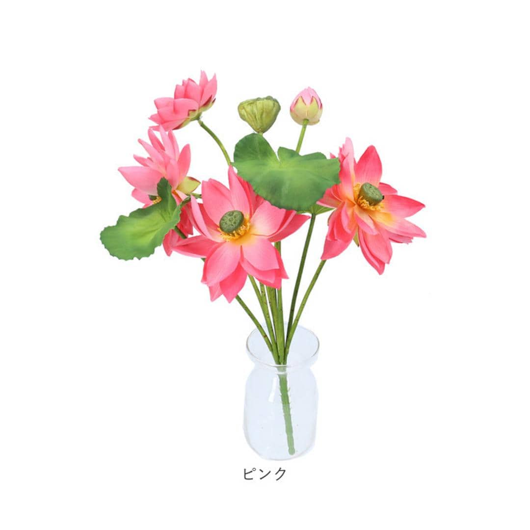 蓮 花 造花 通販 蓮の花 はすの花 アーティフィシャルフラワー アーティフィシャルグリーン アートフラワー フェイクフラワー フェイクグリーン インテリア 観葉植物 ブッシュ 人工観葉植物 FB-2598 ロータスブッシュ ポピー YDM ラベンダー ・