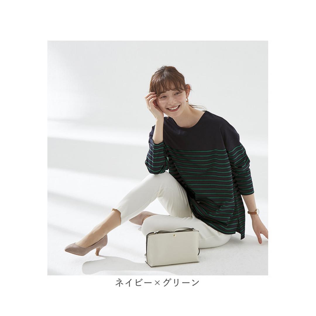 綿100 ロンT レディース 通販 Tシャツ カットソー プルオーバー 長袖 トップス 綿100%ボーダーロングT おしゃれ シンプル 大人 かわいい カジュアル ナチュラル 体型カバー 女性 ミセス 婦人 シニア レディースファッション ホワイト×ブラック Mサイズ