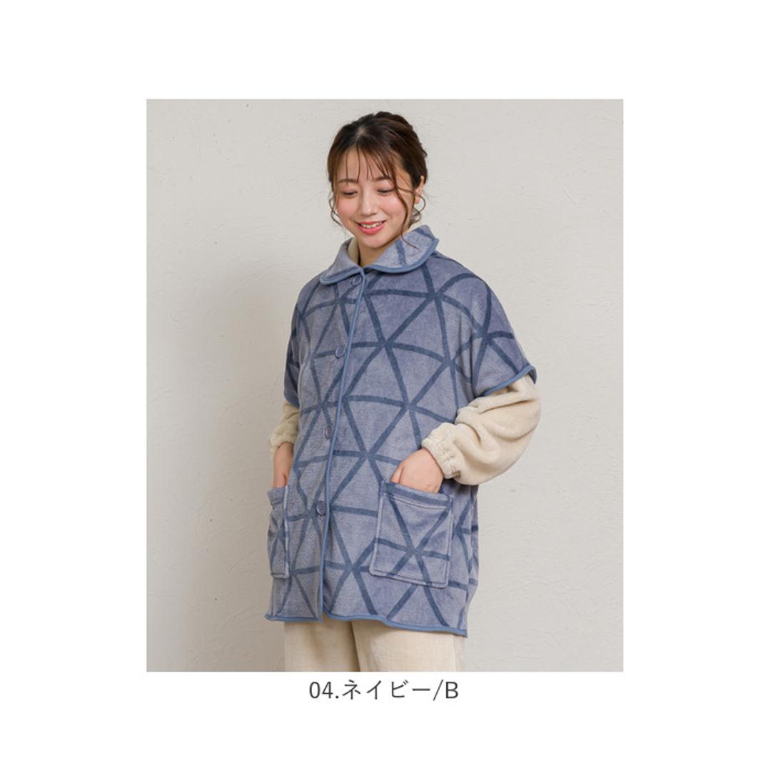 ブランケットローブ ショート丈 通販 ローブ ブランケット レディース 前開き フロントボタン ルームウェア 暖かい ふわふわ もこもこ 防寒 羽織 あったか リラックス 部屋着 寒さ防止 おしゃれ かわいい やわらかい ゆったり カジュアル 短め 大人 01.ベージュ/A ・