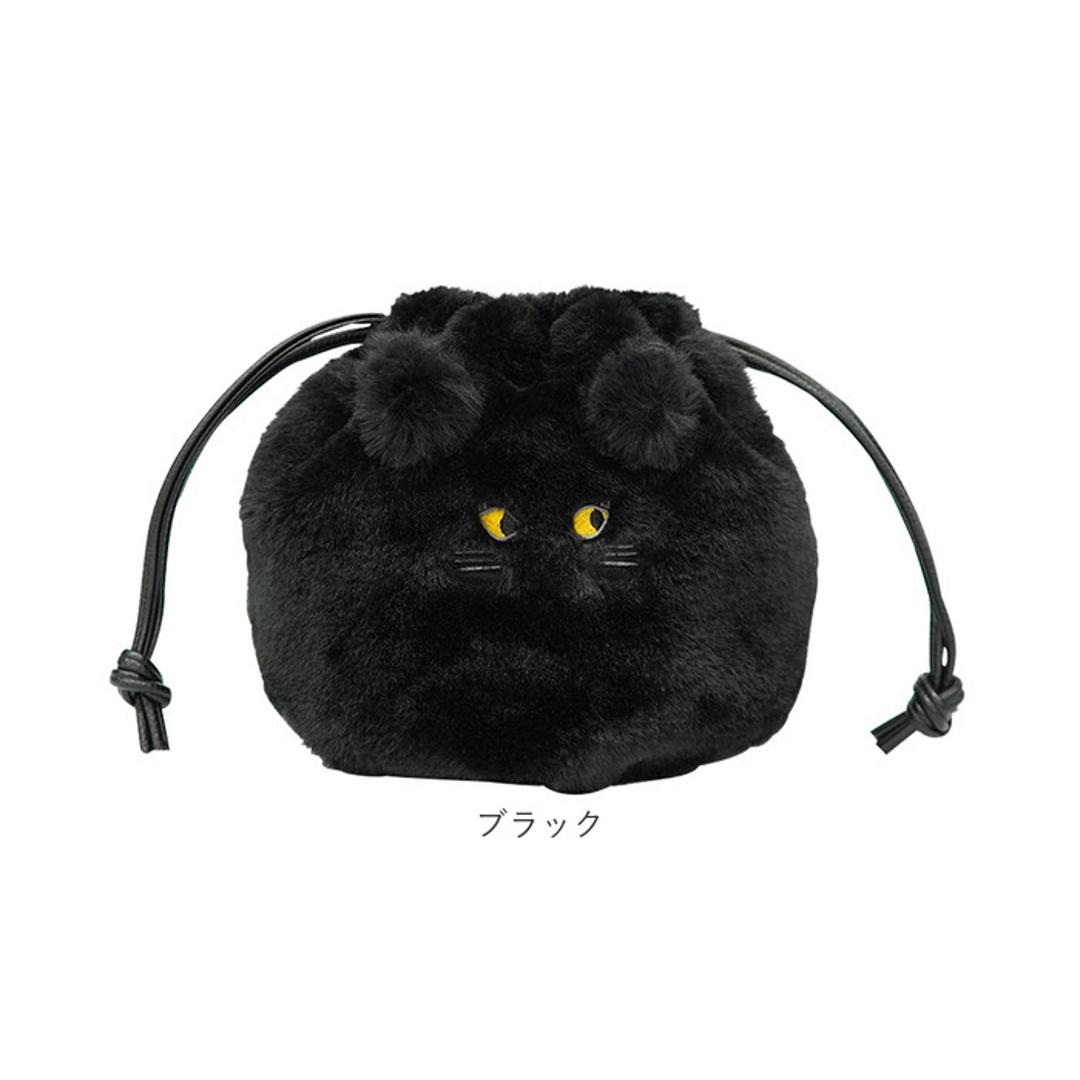 muumarju バッグ KTK-1036 通販 ショルダーバッグ 巾着ショルダーバッグ ショルダーバック 斜めがけバッグ 巾着バッグ レディース ポーチ 猫 ネコ ねこ 猫ショルダー きんちゃく 動物 アニマル 2way あったか 可愛い ふわふわ ライトグレー ・