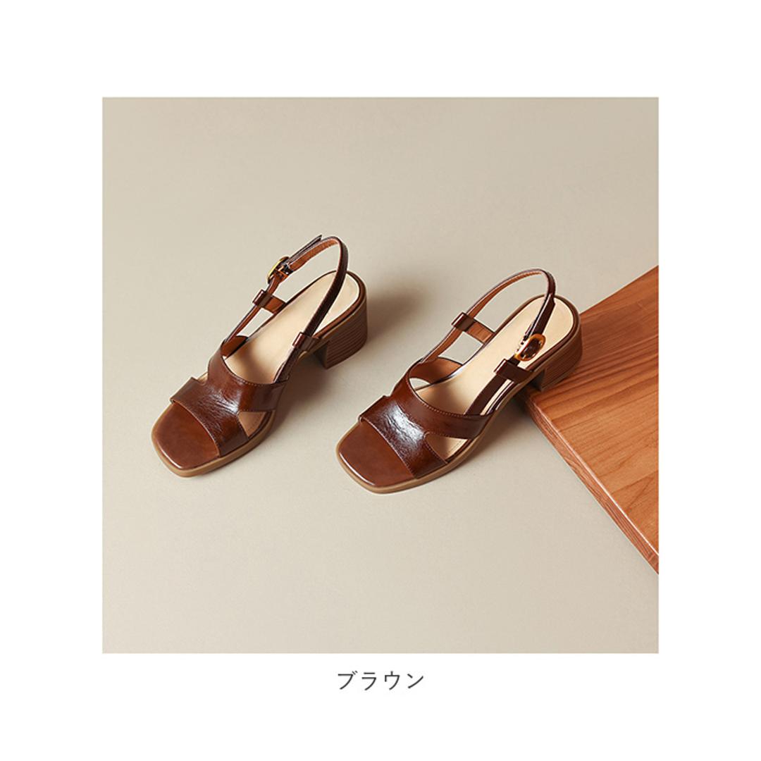 サンダル レディース 通販 オープントゥ ヒールサンダル チャンキーヒール スクエアトゥ ファッションサンダル 太ヒール ストラップ 靴 女性 レディースサンダル 通勤 通学 上品 大人 きれいめ エレガント おしゃれ オシャレ かわいい 可愛い 旅行 春夏 ベージュ 35(22.5cm)