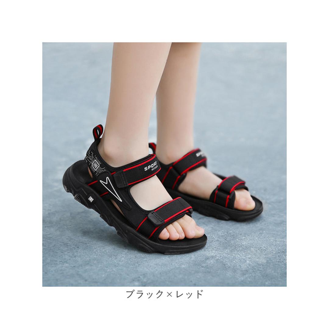 キッズ サンダル 男の子 通販 スポーツサンダル キッズサンダル シューズ 靴 くつ クツ スポサン 履きやすい おしゃれ 子供 子ども こども 男子 男児 子供用 子供靴 子供くつ ボーイズ 小学生 アウトドア 川遊び 水遊び 歩きやすい 夏 サマー ブラック×ブルー 【即日発送】28(17.5cm)