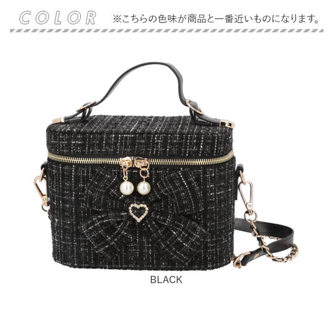 バニティバッグ ショルダー 通販 ショルダーバッグ バニティポーチ ハンドバッグ 斜めがけバッグ 肩掛け レディース おしゃれ かわいい 333137 ガーリー 大人かわいい リボン 女性 女子 通勤 通学 高校生 中学生 オシャレ 可愛い レディースバッグ BLACK ・