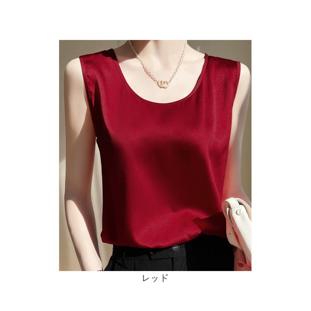 タンクトップ レディース ゆったり 通販 ノースリーブ さらさら ラウンドネック トップス インナー 大人 かわいい きれいめ 上品 シンプル 無地 オフィスカジュアル おしゃれ 可愛い 女性 top-102 ダイヤモンドハーツ Diamond Hearts ホワイト Mサイズ