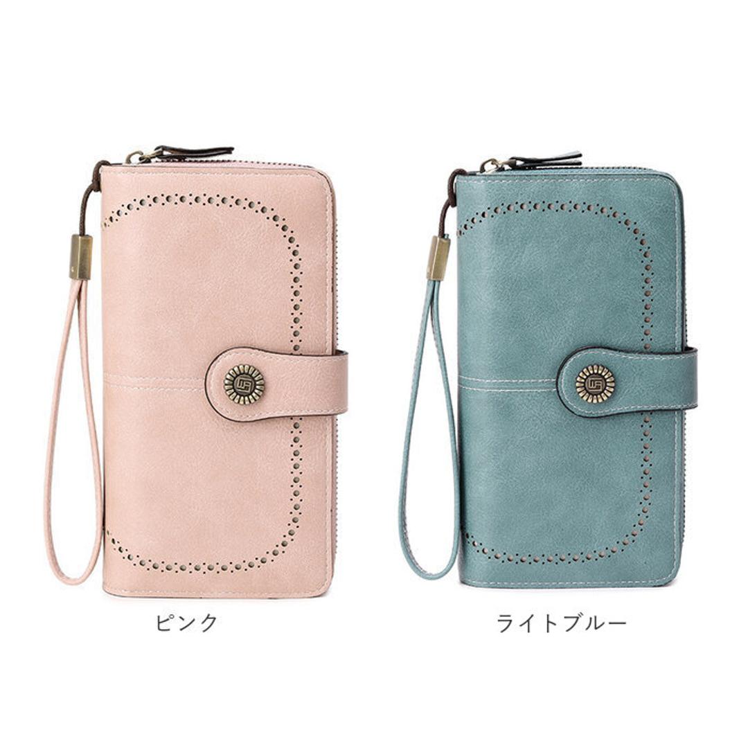 スキミング防止 長財布 レディース 通販 スキミング 防止 財布 長サイフ なが財布 大容量 カードケース カードがたくさん入る カード入れ 多い おしゃれ シンプル ラウンドファスナー RFID 磁気防止 便利 ストラップ スマホ 入る レディース財布 ワインレッド ・