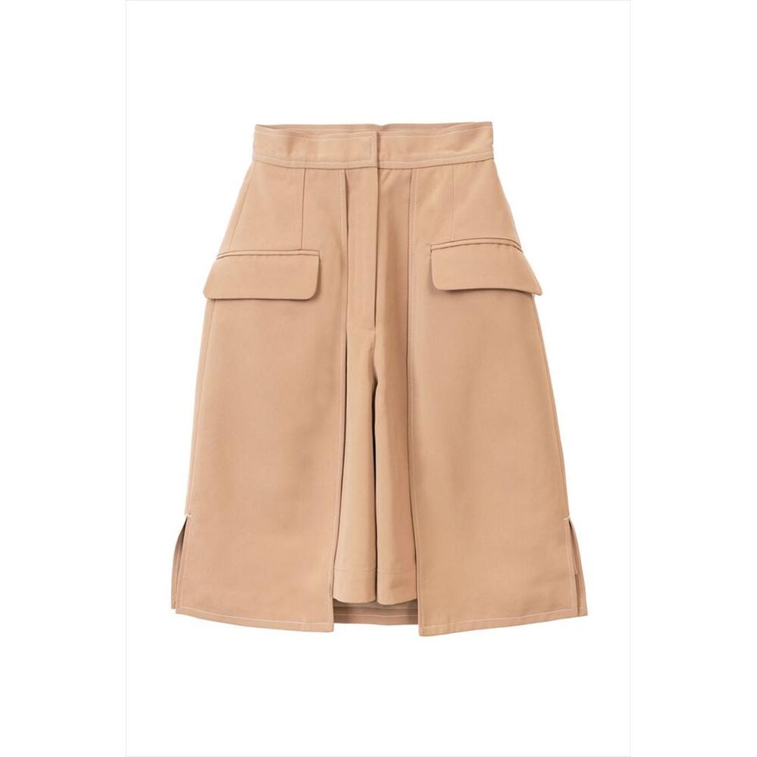 MIND マインド ショートパンツ タイトスカート 通販 ショート パンツ ズボン スカート レイヤード ひざ丈 膝丈 ポケットショートパンツ ショート丈 ポケット デザイン 無地 シンプル カジュアル レディース 女性 大人 おしゃれ ボトムス 婦人服 beige Sサイズ