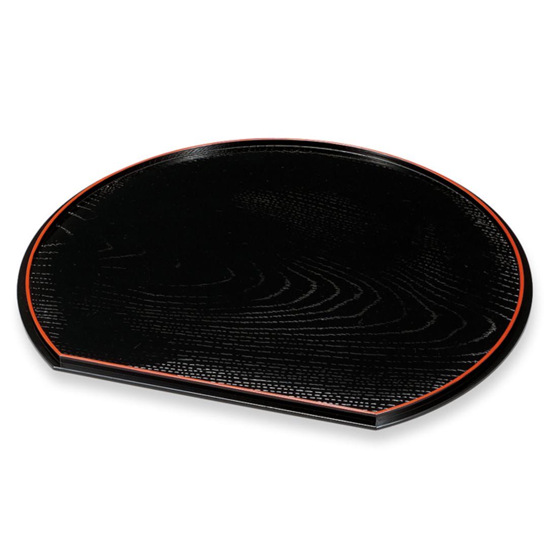お盆 通販 日本製 半月盆 おぼん トレー トレイ 贈り物 ギフト お供え ランチョンマット シンプル カフェ 半月 軽量 軽い おしゃれ お洒落 来客 おもてなし 木目調 黒 ・