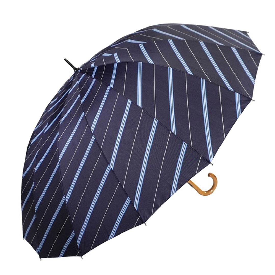 長傘 70cm 16本骨 メンズ 通販 雨傘 傘 かさ カサ アンブレラ メンズ傘 丈夫 風に強い 骨が多い 大きい 大きめ カジュアル かっこいい 紳士 男性 ギフト 贈り物 雨の日 雨 通勤 通学 おしゃれ オシャレ レジメンタルストライプ/NV ・