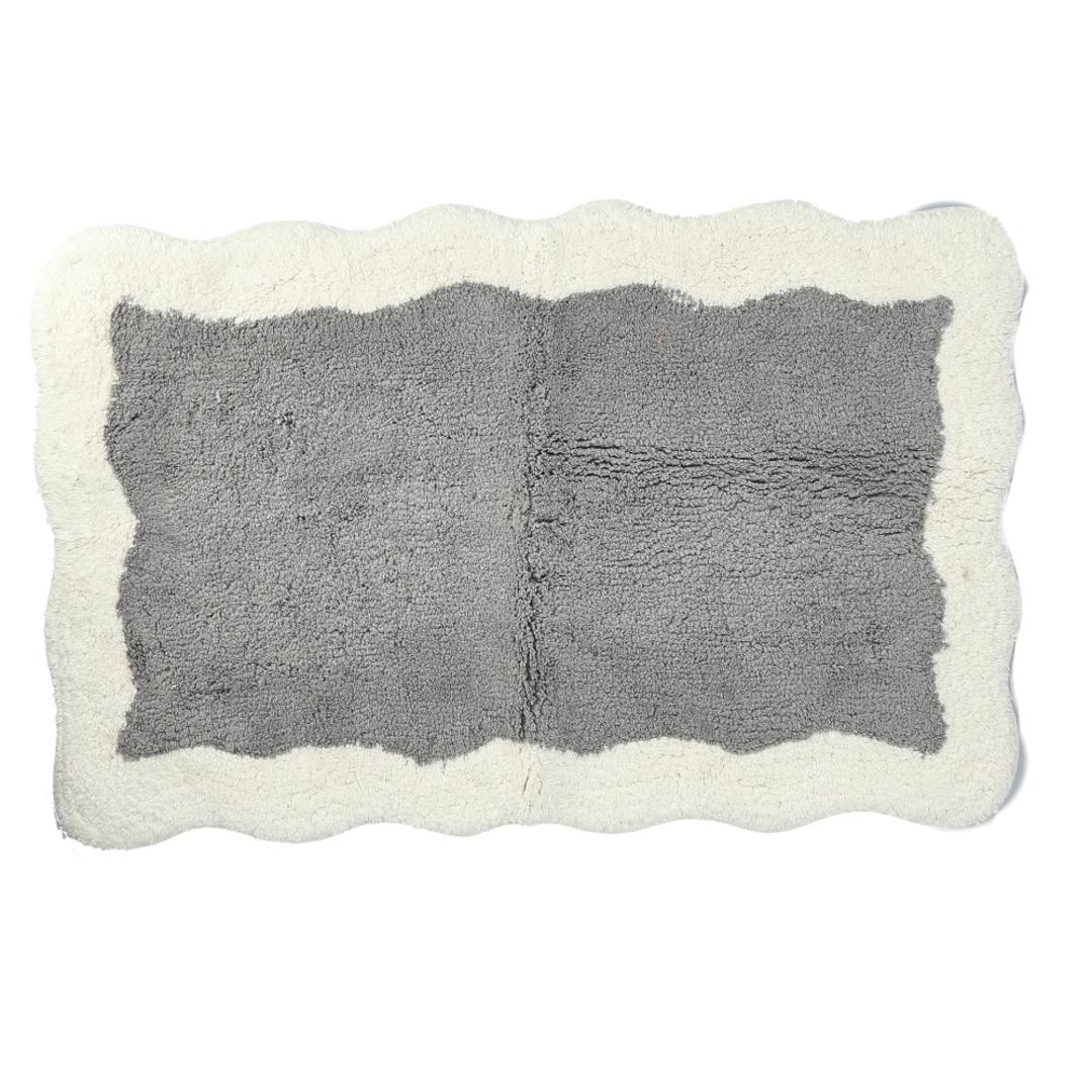 バスマット コットン 通販 足拭きマット 綿100 洗える 70cm バス用品 バスルーム おしゃれ かわいい フラワー 花柄 45×70 厚手 浴室 雑貨 コットンマット インテリア カワサキ コーストライン/グレー ・