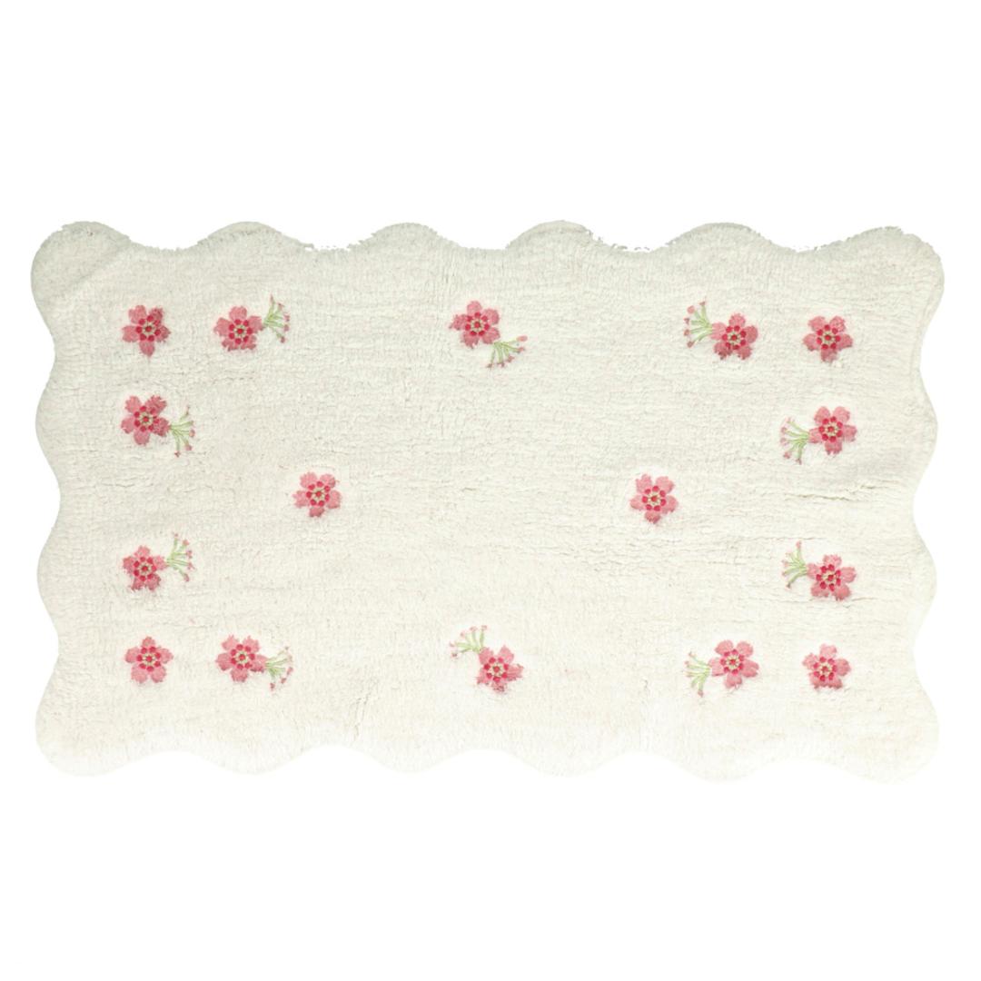 バスマット コットン 通販 足拭きマット 綿100 洗える 70cm バス用品 バスルーム おしゃれ かわいい フラワー 花柄 45×70 厚手 浴室 雑貨 コットンマット インテリア カワサキ リトルローズ ・