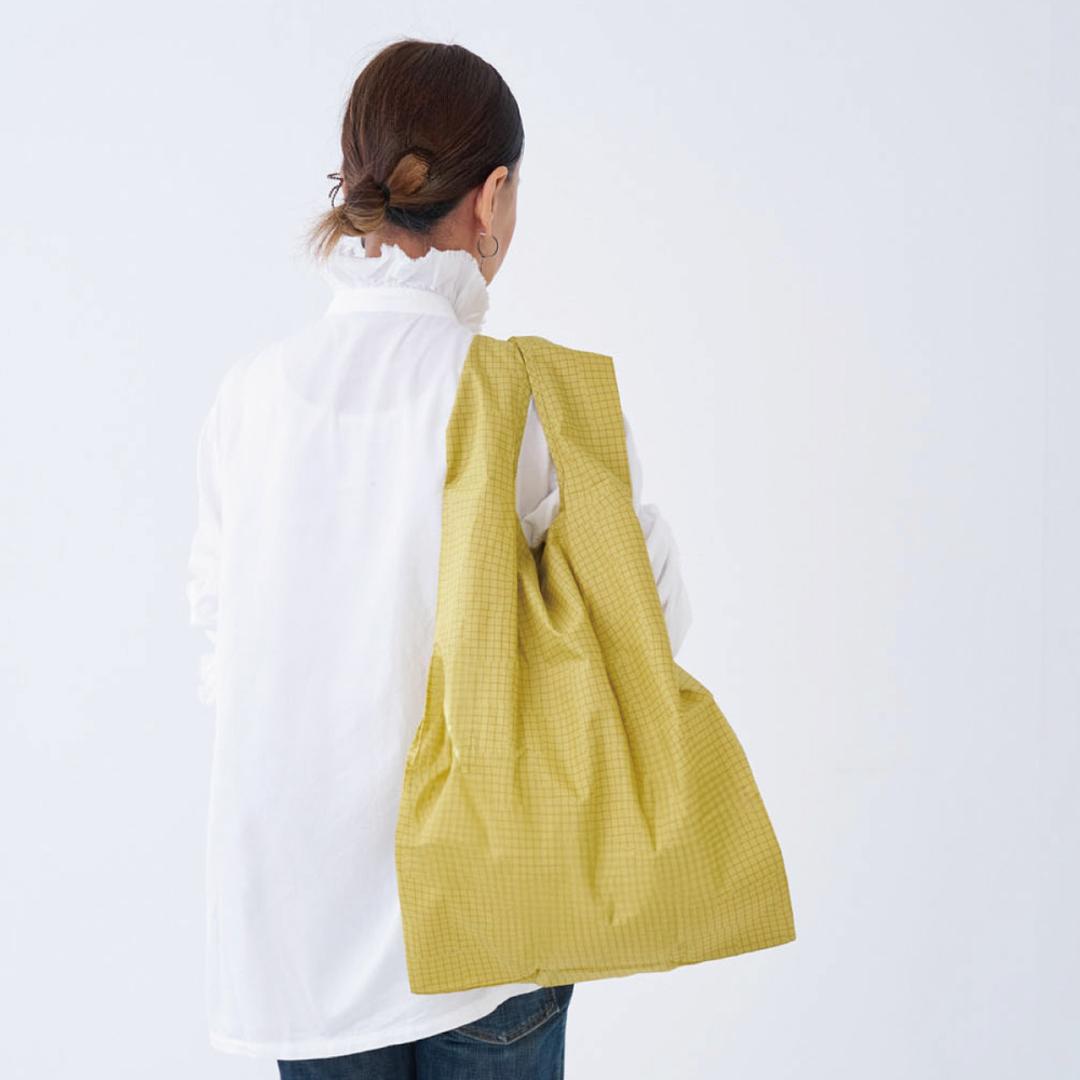 エコバッグ 折りたたみ コンパクト 通販 エコバック 392 plus m ビッグ 大容量 ショッピングバッグ お買い物バッグ お買い物バック おりたたみ 折り畳み サブバッグ サブバック おしゃれ 軽量 軽い 撥水 はっ水 メンズ レディース 丈夫 check.yellow ・