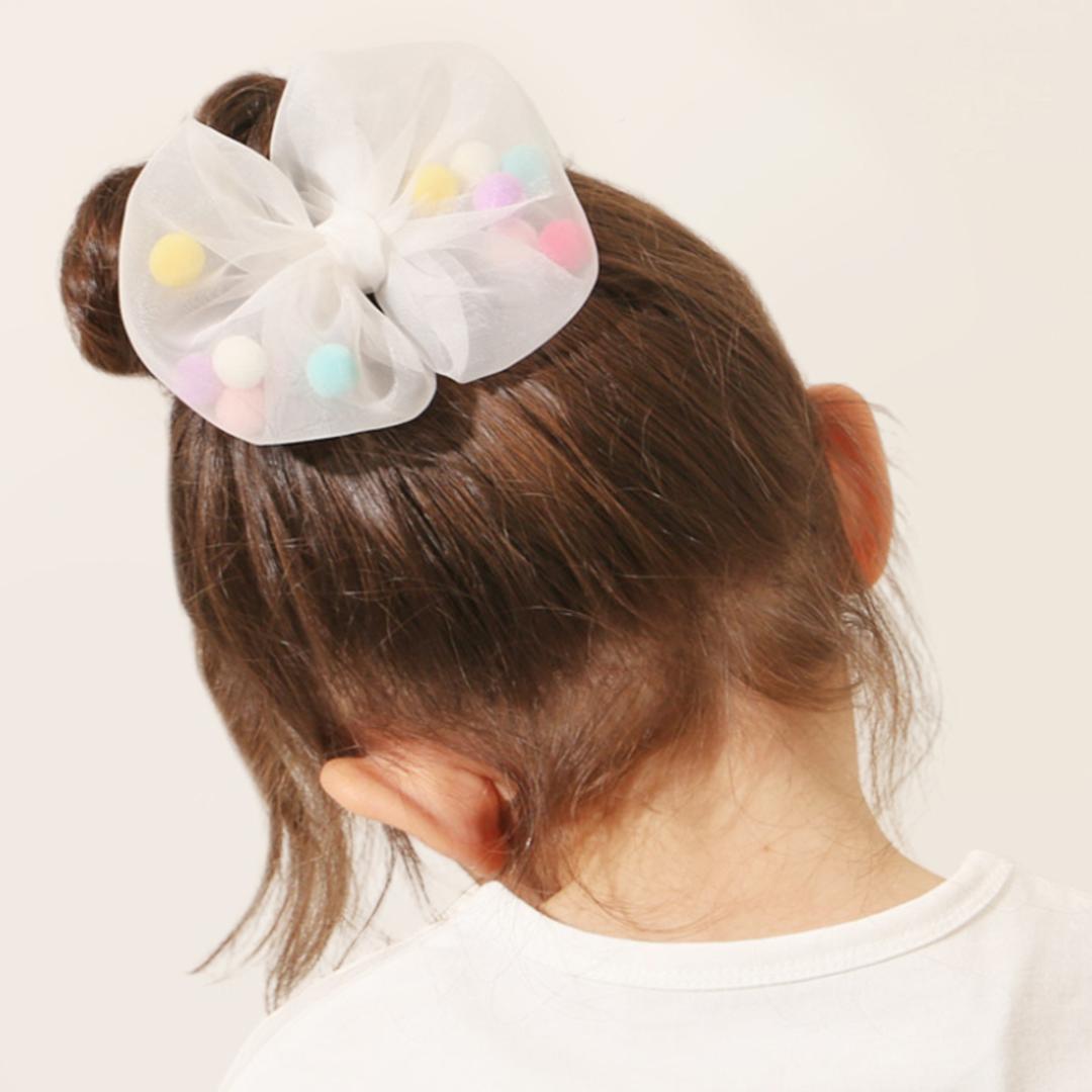 RORA ヘアクリップ 通販 ローラ ボニー ヘアークリップ ヘアアクセサリー 髪飾り キッズ 子供 子ども こども リボン ポンポン 大きめ しっかり かわいい おしゃれ 女の子 女子 入園式 卒園式 入学式 卒業式 発表会 結婚式 キッズファッション ホワイト ・