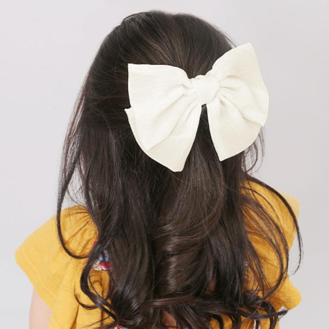 RORA ヘアクリップ 通販 ローラ ケイト バレッタ ヘアアクセサリー 髪飾り キッズ 子供 子ども こども リボン 透け感 大きめ しっかり かわいい おしゃれ 女の子 女子 入園式 卒園式 入学式 卒業式 フォーマル 発表会 結婚式 キッズファッション アイボリー ・